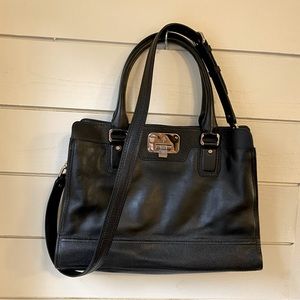 Cole Haan Black Leather Briefcase with shoulder strap